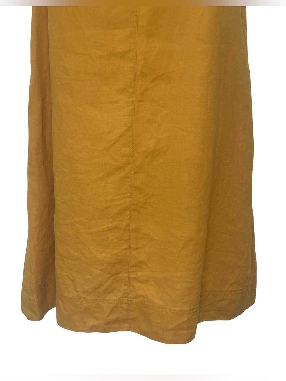 Tahari 100% Linen Shift Dress Mustard Yellow Sleeveless Pockets M Lagenlook Boho - Picture 7 of 10
